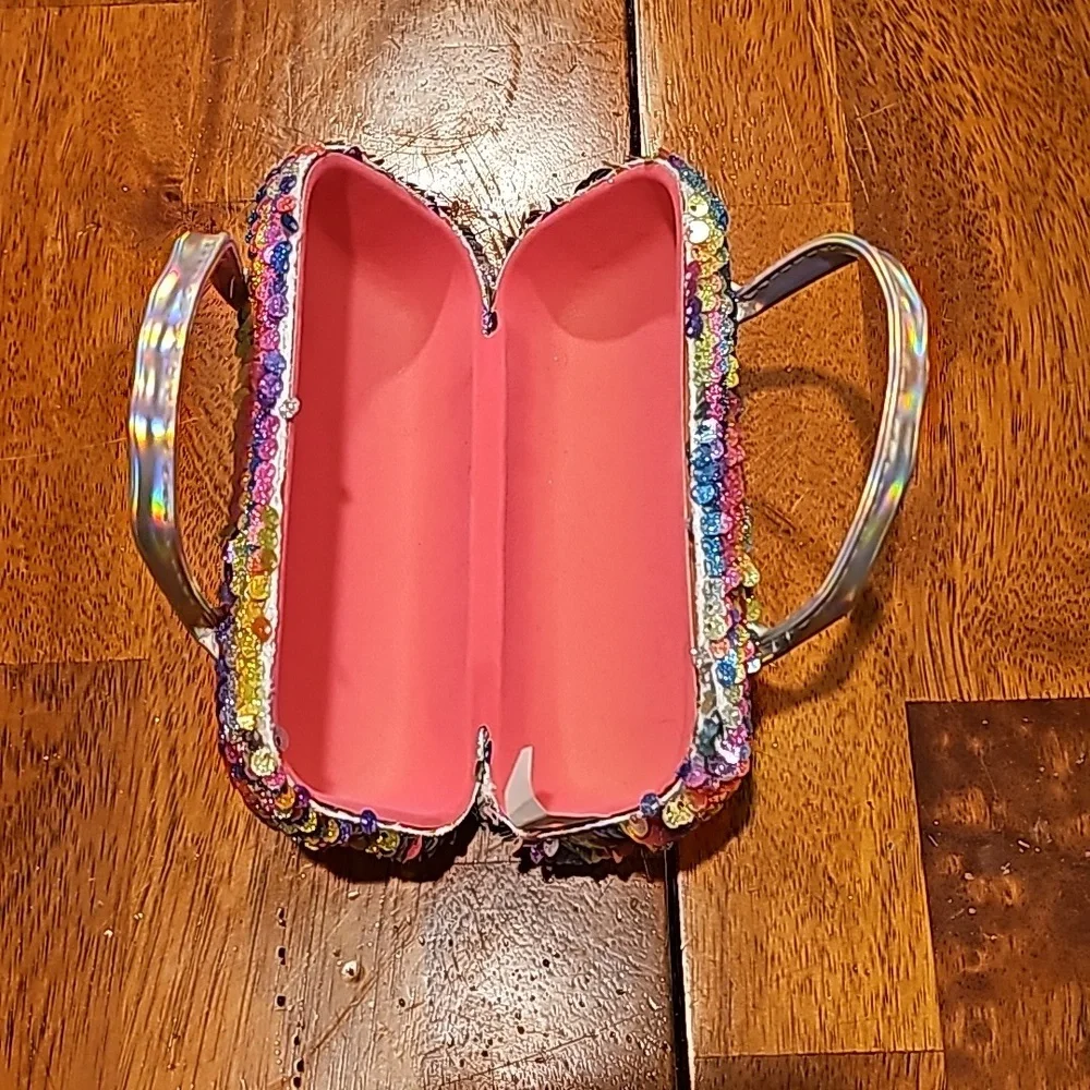 Multicolor FLIP Sequin hard sunglass case. NWOTS!!